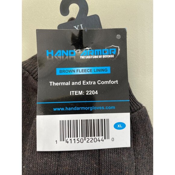 Hand Armor Brown Fleece Lined Gloves XL Thermal Extra Comfort Work Outdoor NEW - Picture 3 of 4